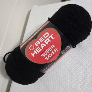 Red Heart Super Saver Yarn Black Medium 4 Worsted Acrylic Skein 7oz